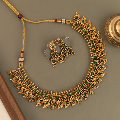 Gold-Toned  Traditional  Mango Choker Necklace 1725