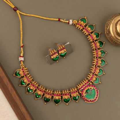 Gold-Toned Traditional Palakka  Choker Necklace 1726