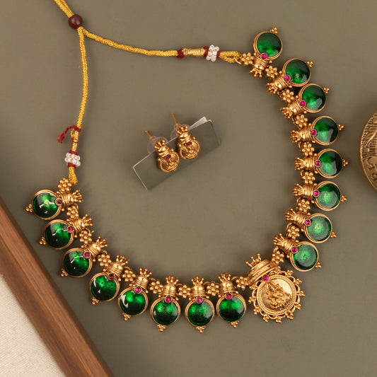 Gold-Toned Lakshmi Palakka Necklace 1764