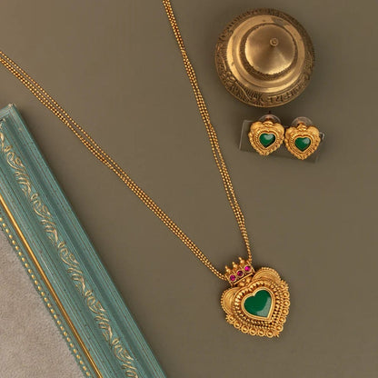 Gold-Toned Traditional  Palakka Long Necklace  1758