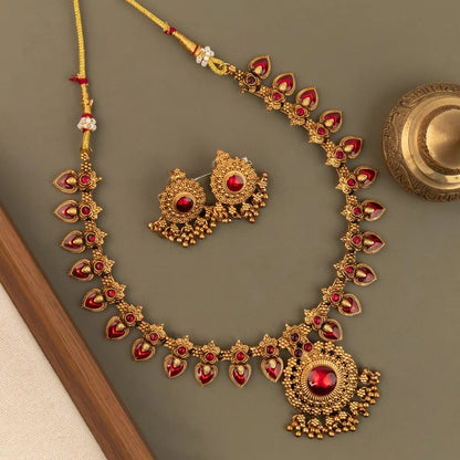 Gold-Toned Traditional  Palakka Necklace 1808
