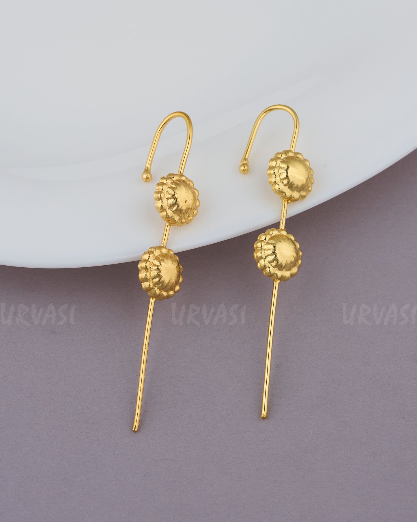 Gold-Toned Floral Statement EarCuff Earrings ER 879
