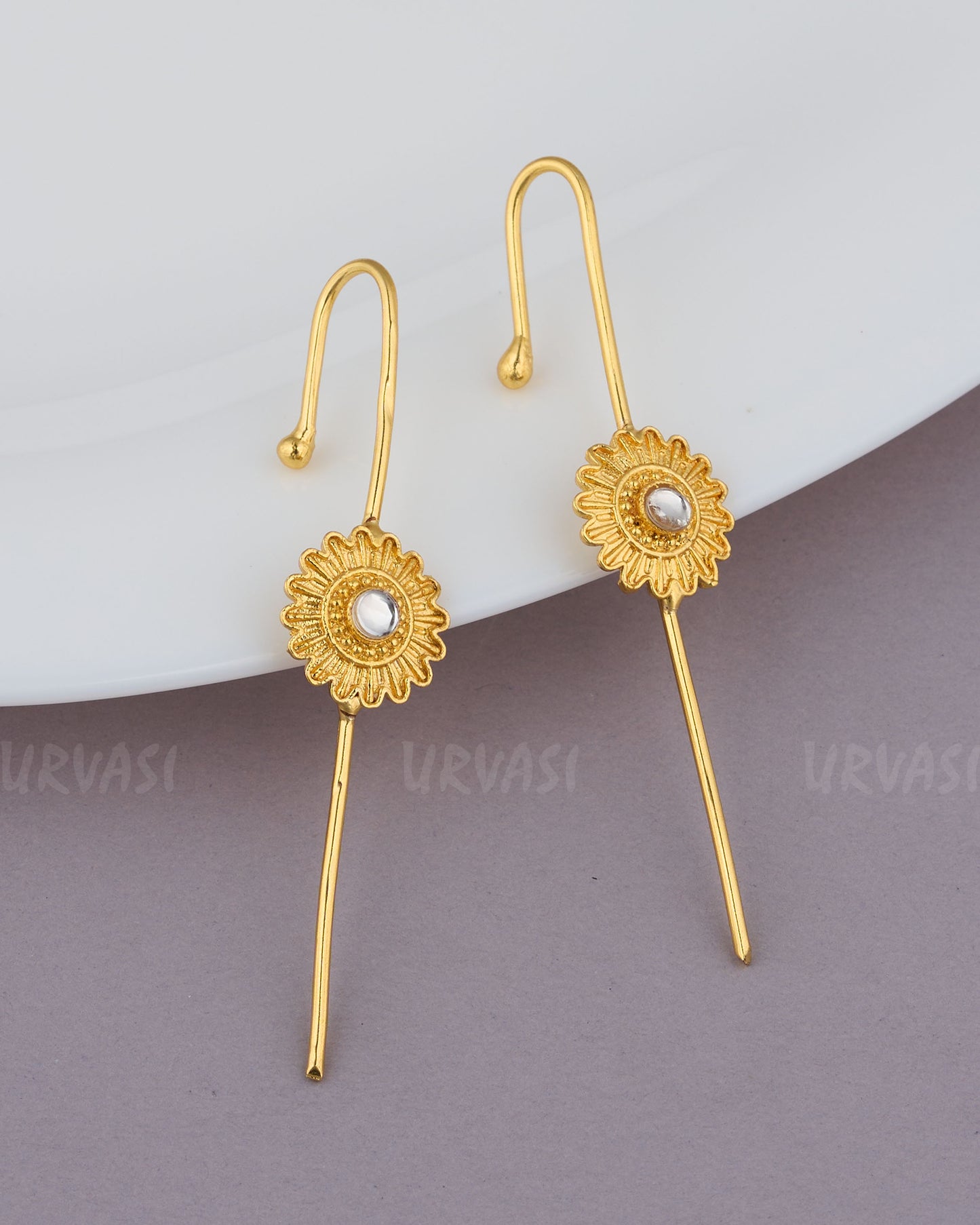 Gold-Toned Floral EarCuff Earrings ER 880