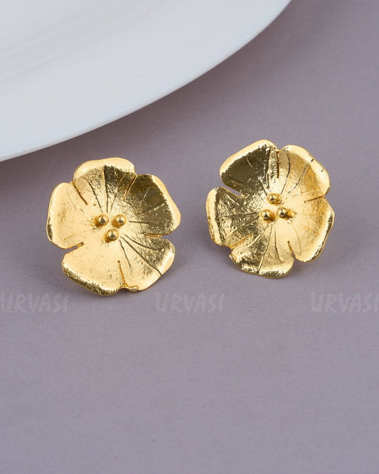 Gold-Toned Floral Stud-Statement Earrings ER 634
