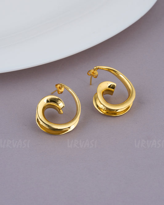 Gold-Toned Spiral Coil Stud Earrings ER 633