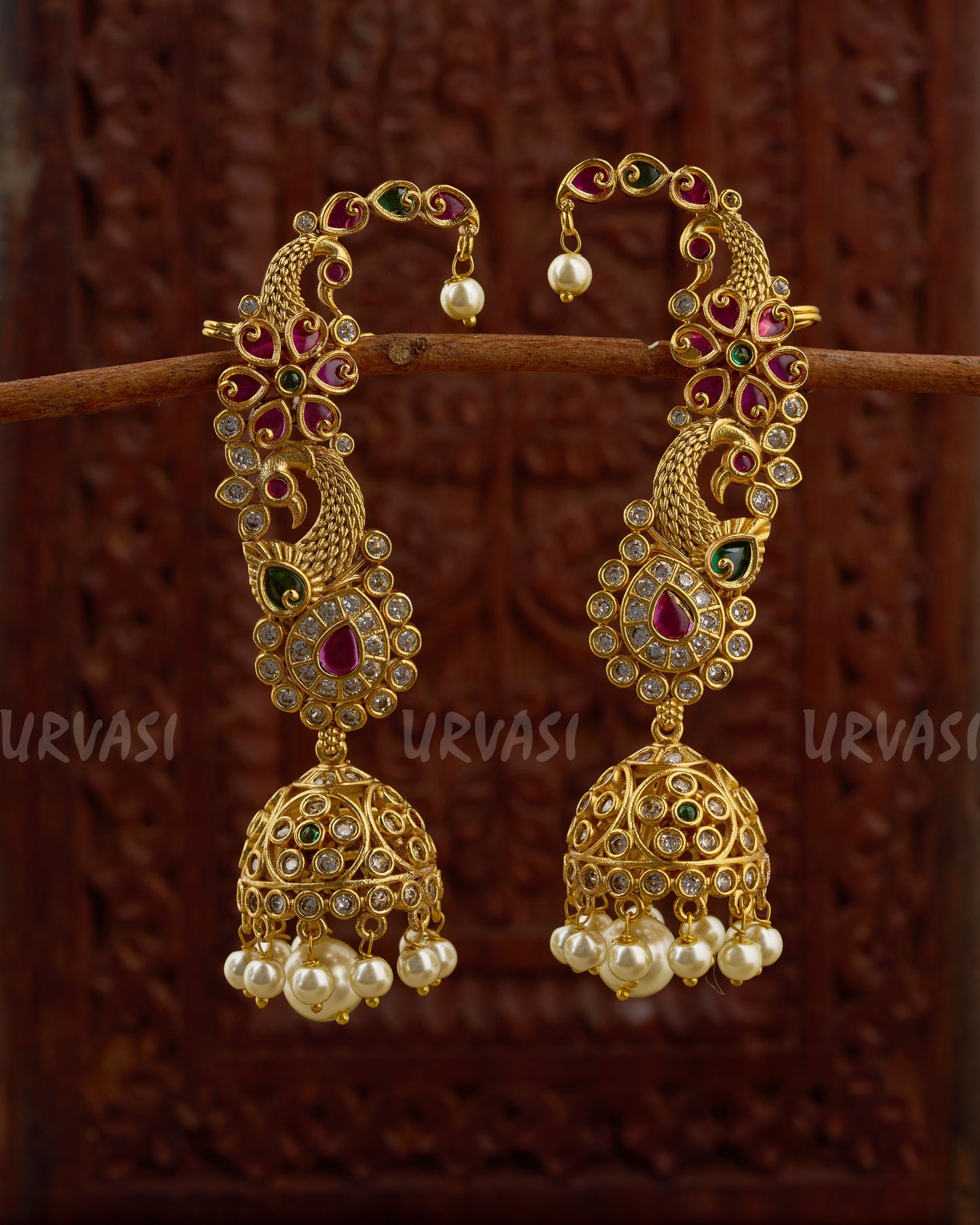 Gold-Toned Peacock Motif EarCuff Earrings ER 888