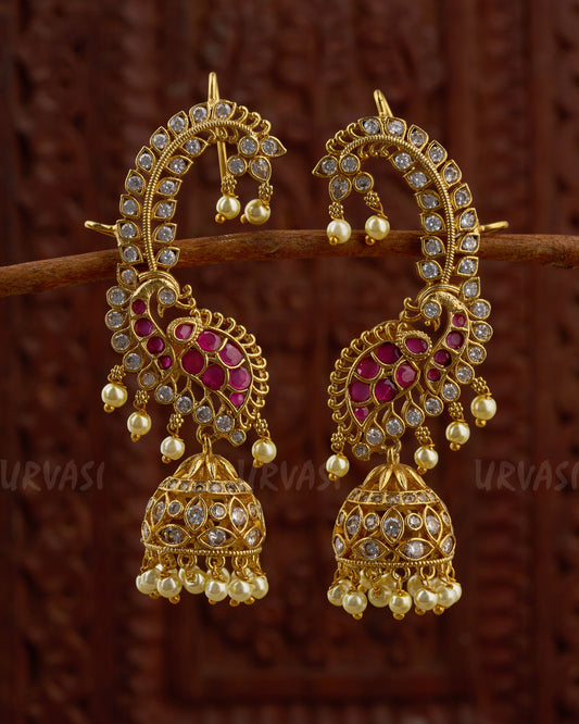 Gold-Toned Peacock Motif EarCuff Earrings ER 885