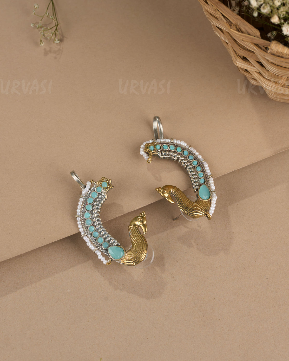 Oxidised Silver  Peacock Earcuff  Earring  ER 1263