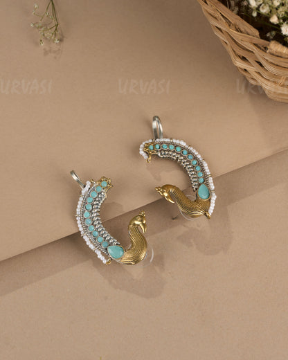 Oxidised Silver  Peacock Earcuff  Earring  ER 1263