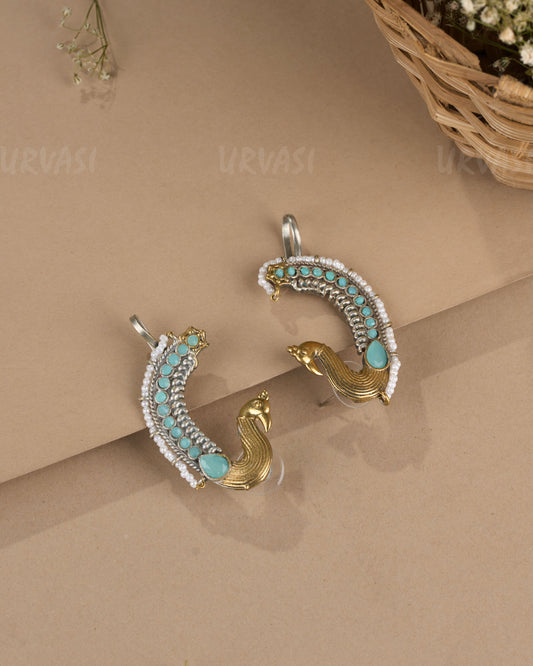 Oxidised Silver  Peacock Earcuff  Earring  ER 1263