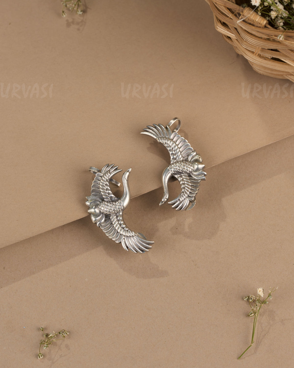 Oxidised Silver Bird  Earcuff Earrings 1270