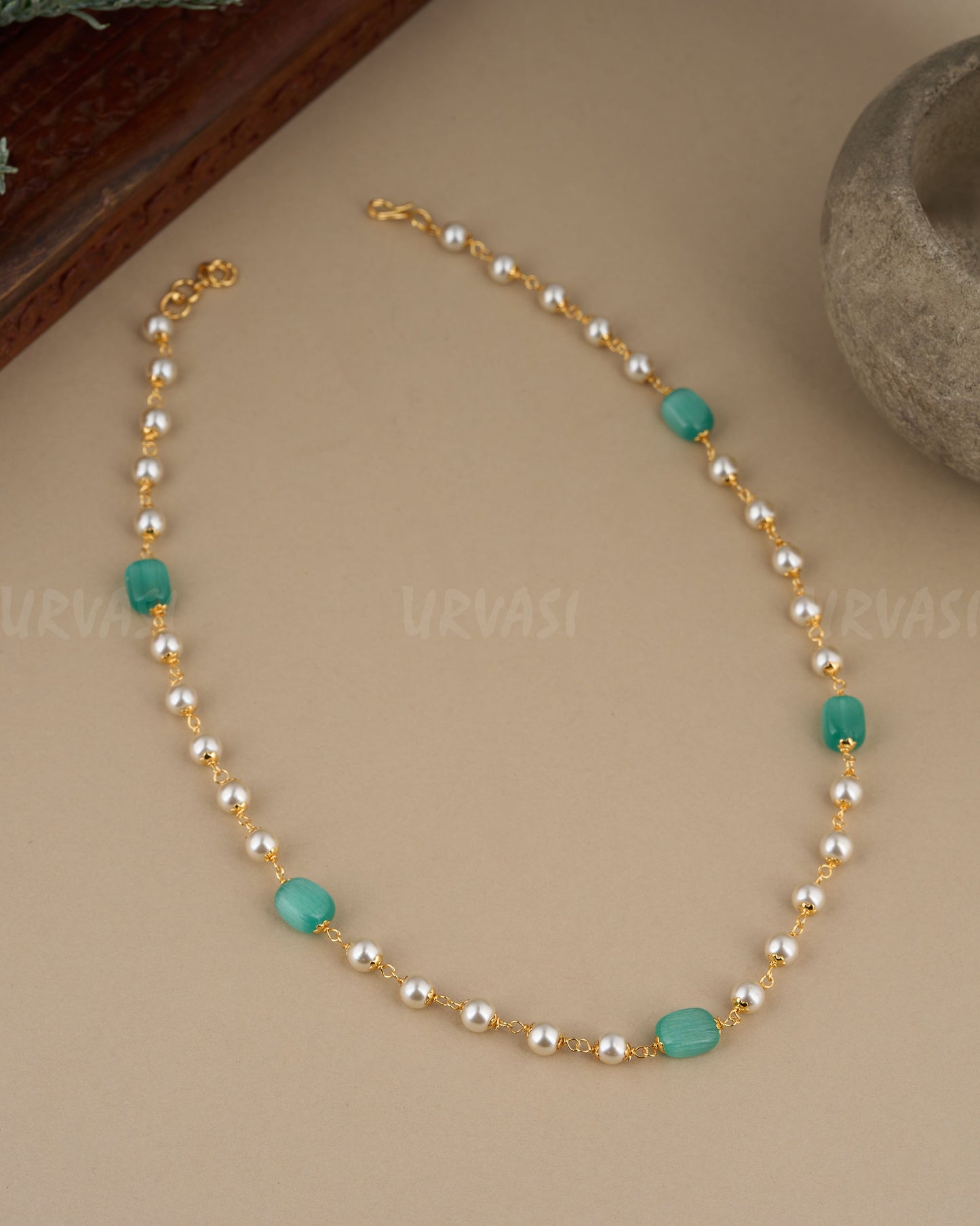 Gold-Toned ONE-LAYER Pastel Beaded Mala  Ma 103