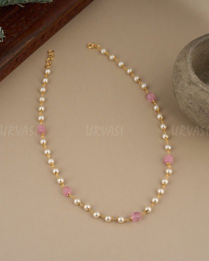 Gold-Toned ONE-LAYER Pastel Beaded Mala  Ma 103