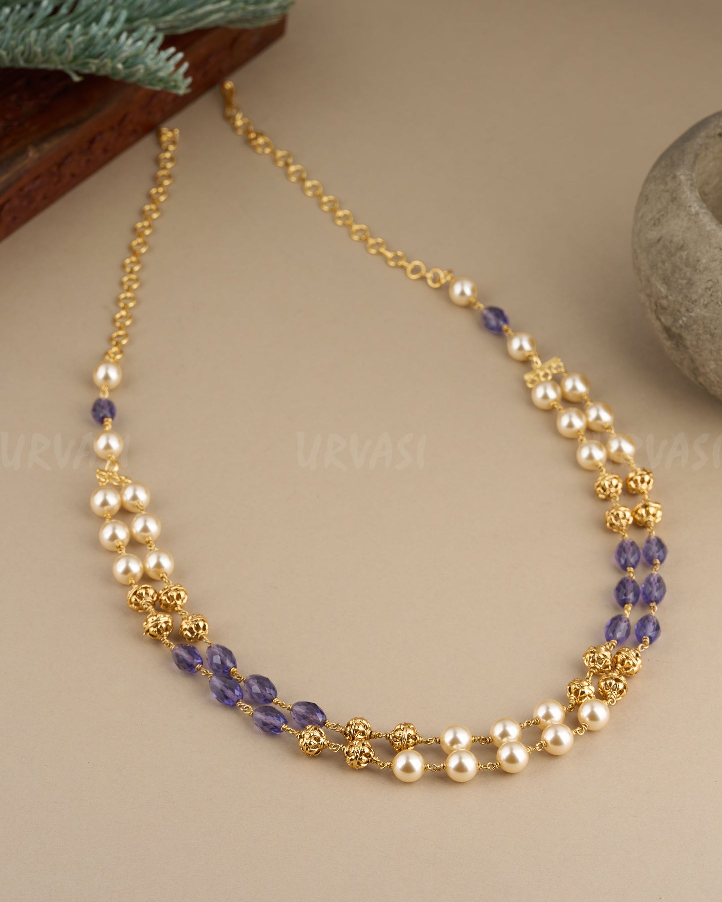 Gold-Toned Two-Layered Pearl Mala Ma 102