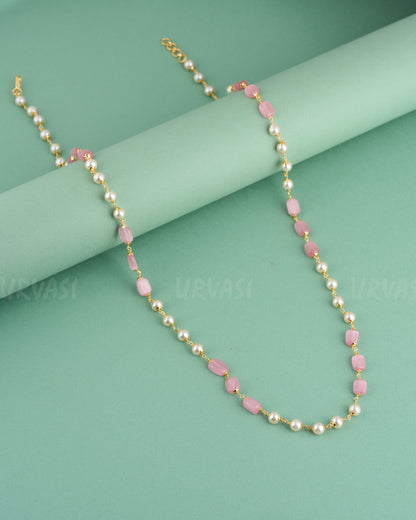 Gold-Toned Pastel Beaded Pearl Long Mala Ma 101