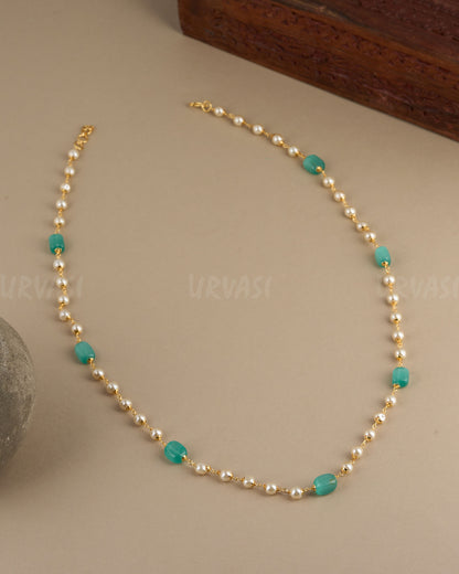 Gold-Toned Pearl Beaded Long Mala Ma 097
