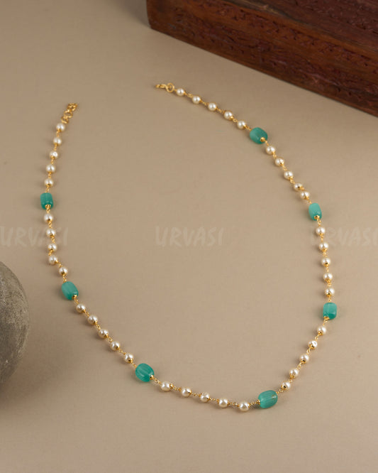 Gold-Toned Pearl Beaded Long Mala Ma 097