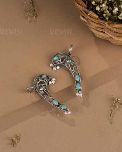 Oxidised Silver Elephant  Motif Earcuff Earrings  ER 1261
