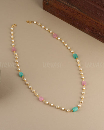 Gold-Toned Pearl Beaded Long Mala Ma 097