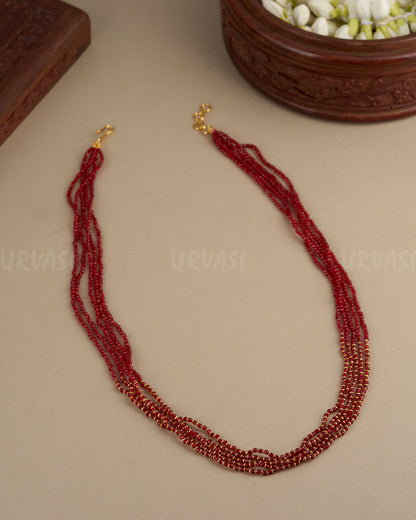 Gold-Toned Beaded Pearl Mala Ma 089