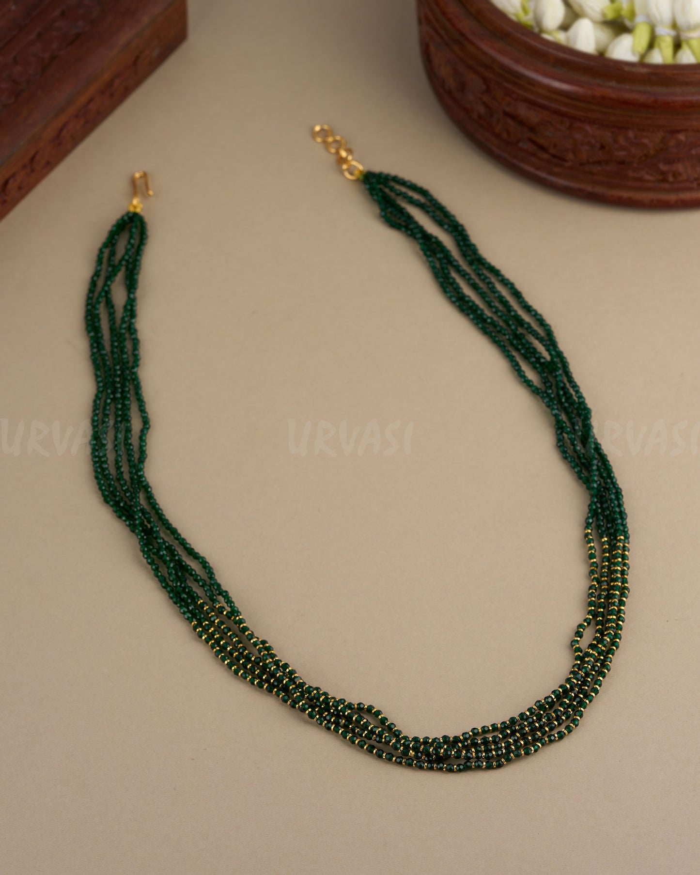Gold-Toned Beaded Pearl Mala Ma 089