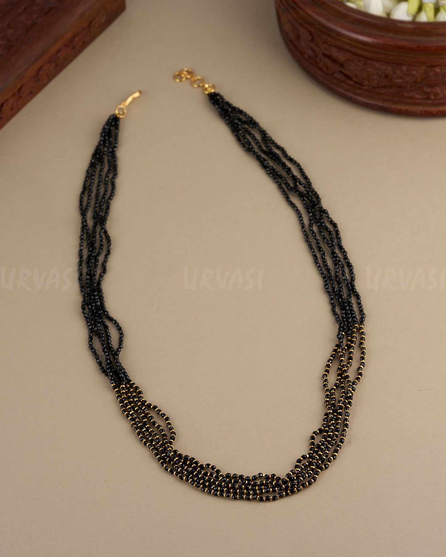 Gold-Toned Beaded Pearl Mala Ma 089