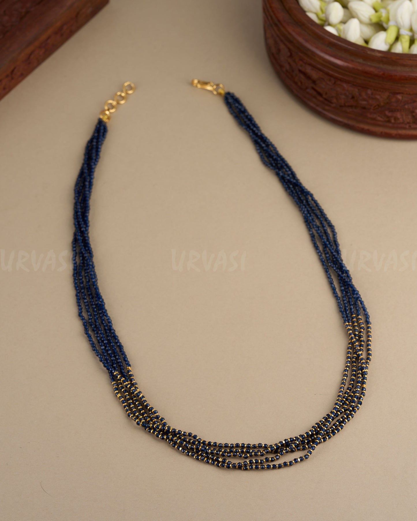 Gold-Toned Beaded Pearl Mala Ma 089