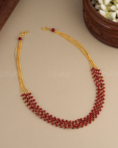 Gold-Toned Multi-Layered Pearl Mala Ma 088