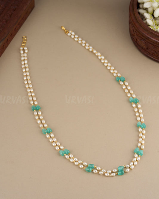 Gold-Toned Double-Layer Pearl Mala Ma 087