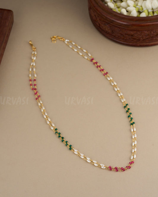 Gold-Toned Two-Layer Pearl Mala MA 085