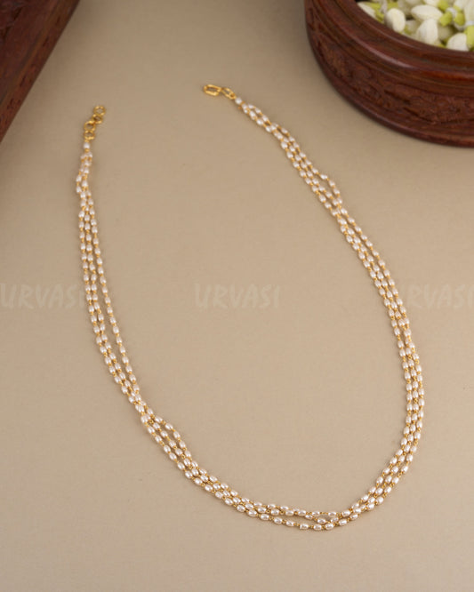 Gold-Toned Three Layer Pearl Long MA 084