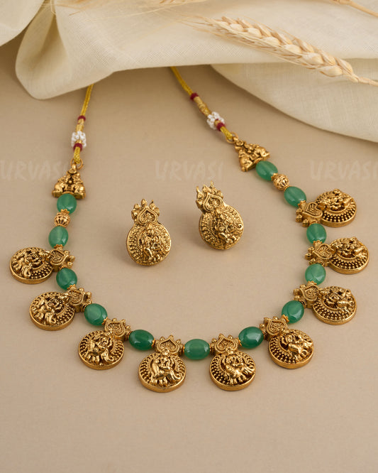 Gold-Toned Lakshmi Cluster Necklace 035