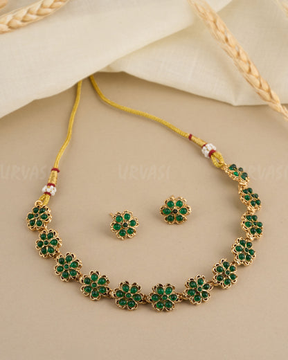 Gold-Toned Floral Choker Necklace 029