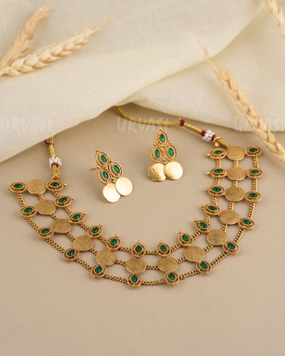 Gold-Toned Three-Layer Kashu Choker  Necklace 020