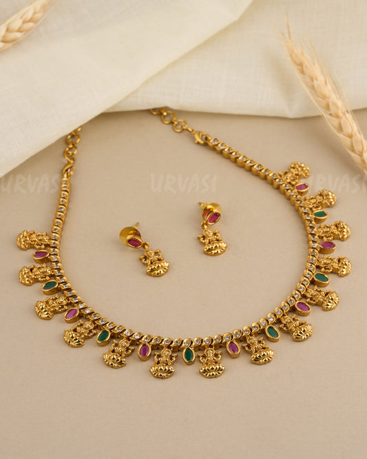 Gold-Toned Lakshmi Stone Necklace 017