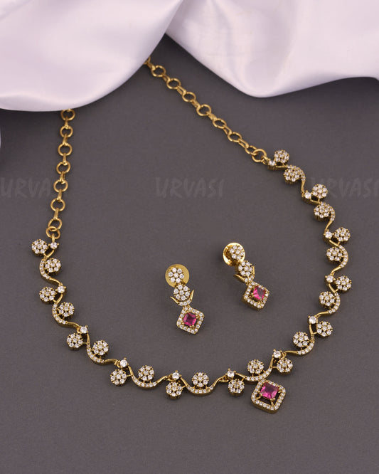 Mehendi Polish  Floral Stone-Studded Necklace 193