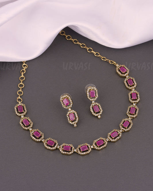 Mehendi Polish Stone-Studded AD Necklace 304