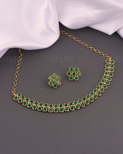 Mehendi Polish Stone-Studded Floral Choker Necklace 703