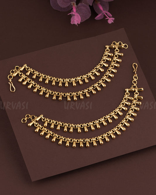 Gold-Toned Two-Layer Ear Chain EC 77