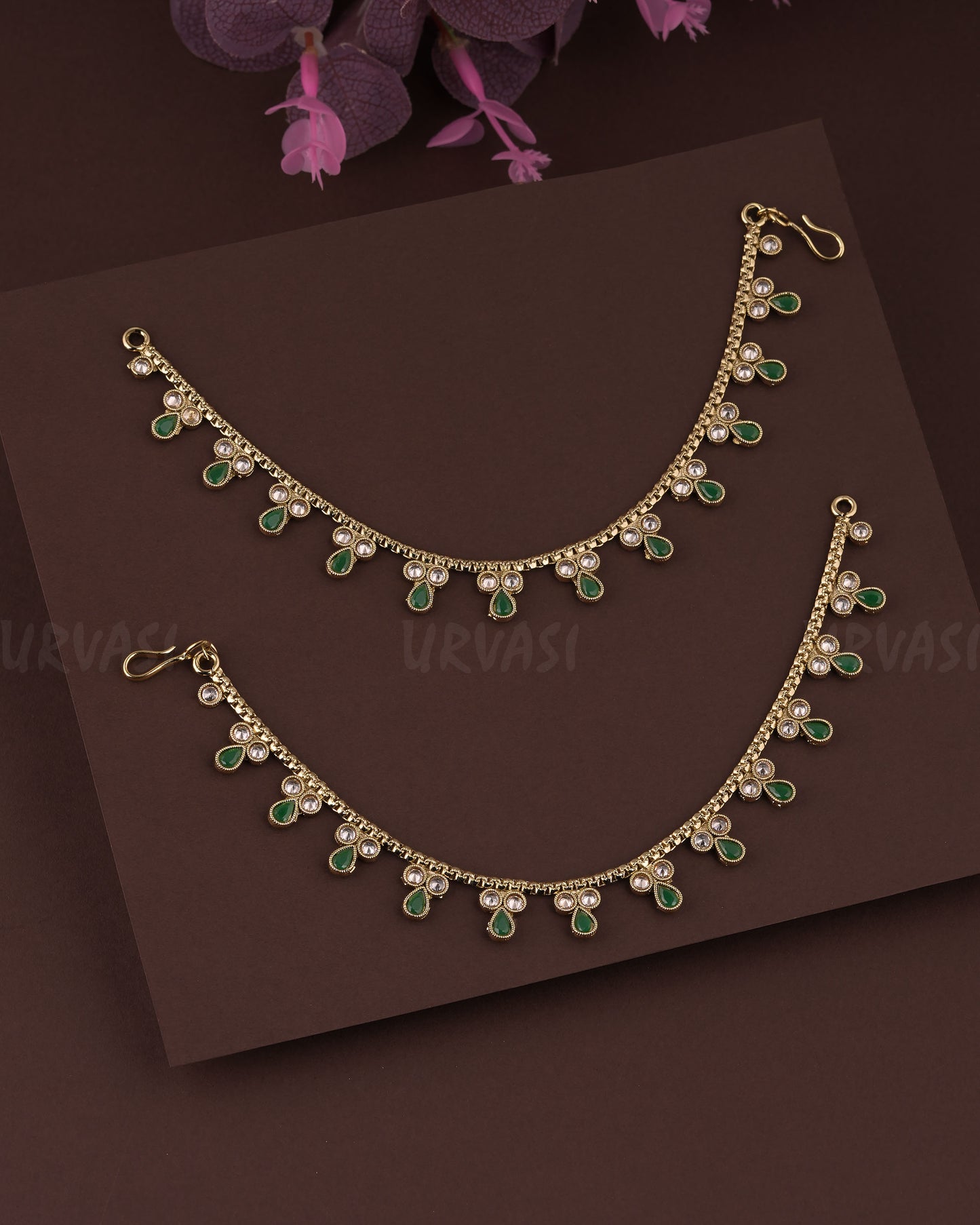 Mehendi Polish Floral One-Layer Ear Chain EC 68