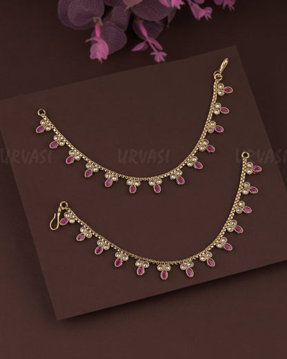 Mehendi Polish Floral One-Layer Ear Chain EC 68