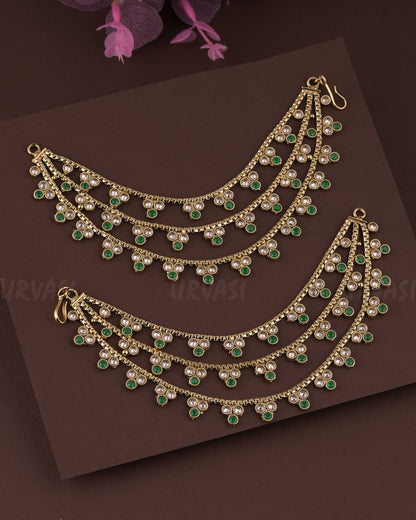 Mehendi Polish Three-Layer Floral Ear Chain EC 67