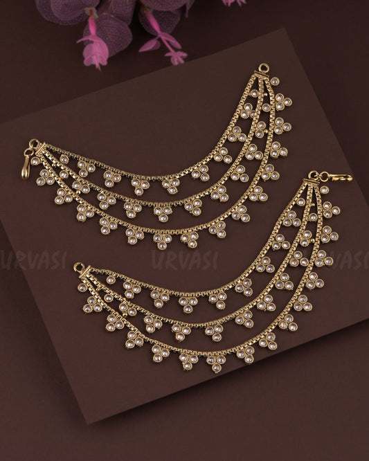 Mehendi Polish Three-Layer Floral Ear Chain EC 67