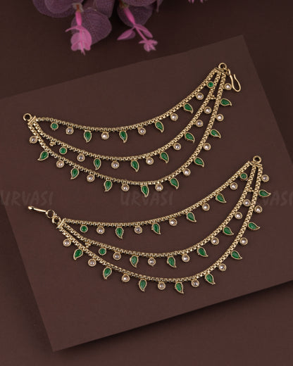 Gold-Toned  Mango-Designed Three-Layer Ear Chain EC 66
