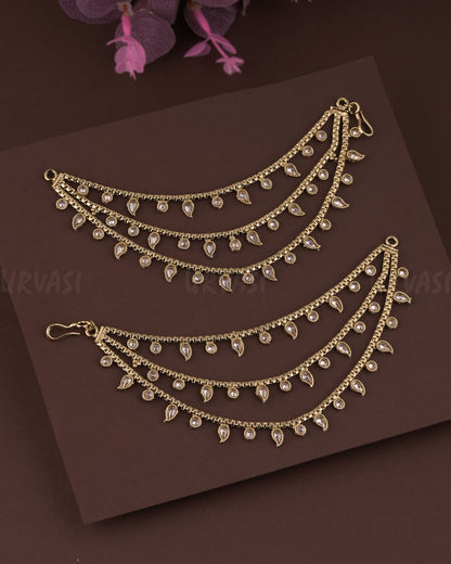 Gold-Toned  Mango-Designed Three-Layer Ear Chain EC 66