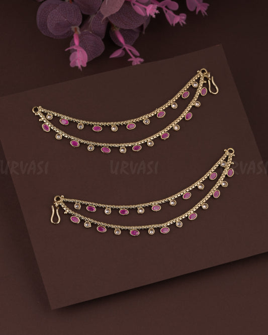 Mehendi Polish Two-Layer Ball Designed Ear Chain EC 65