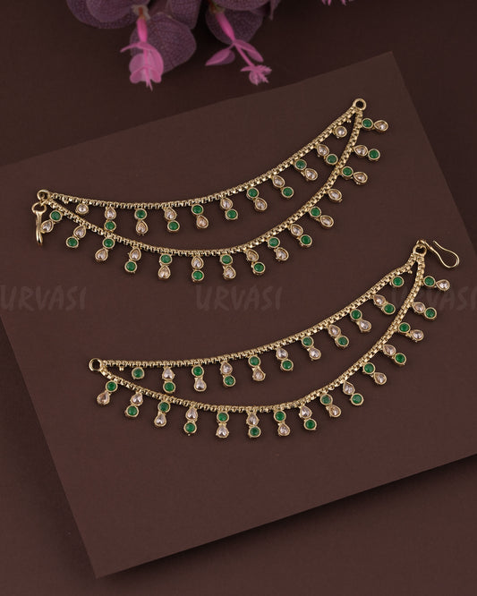 Mehendi Polish Two-Layer Drop-Designed Ear Chain EC 64