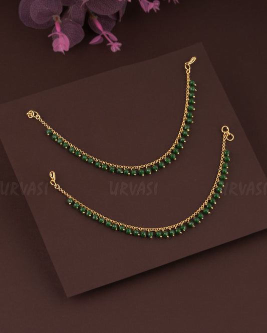 Gold-Toned One-Layer Beaded Ear Chain EC 60