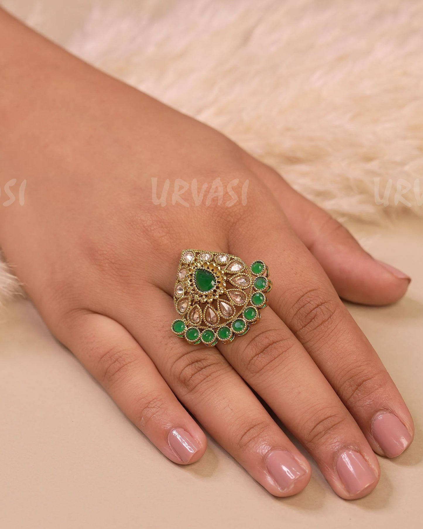 Mehendi Polish Teardrop Designed Finger Ring FR 110