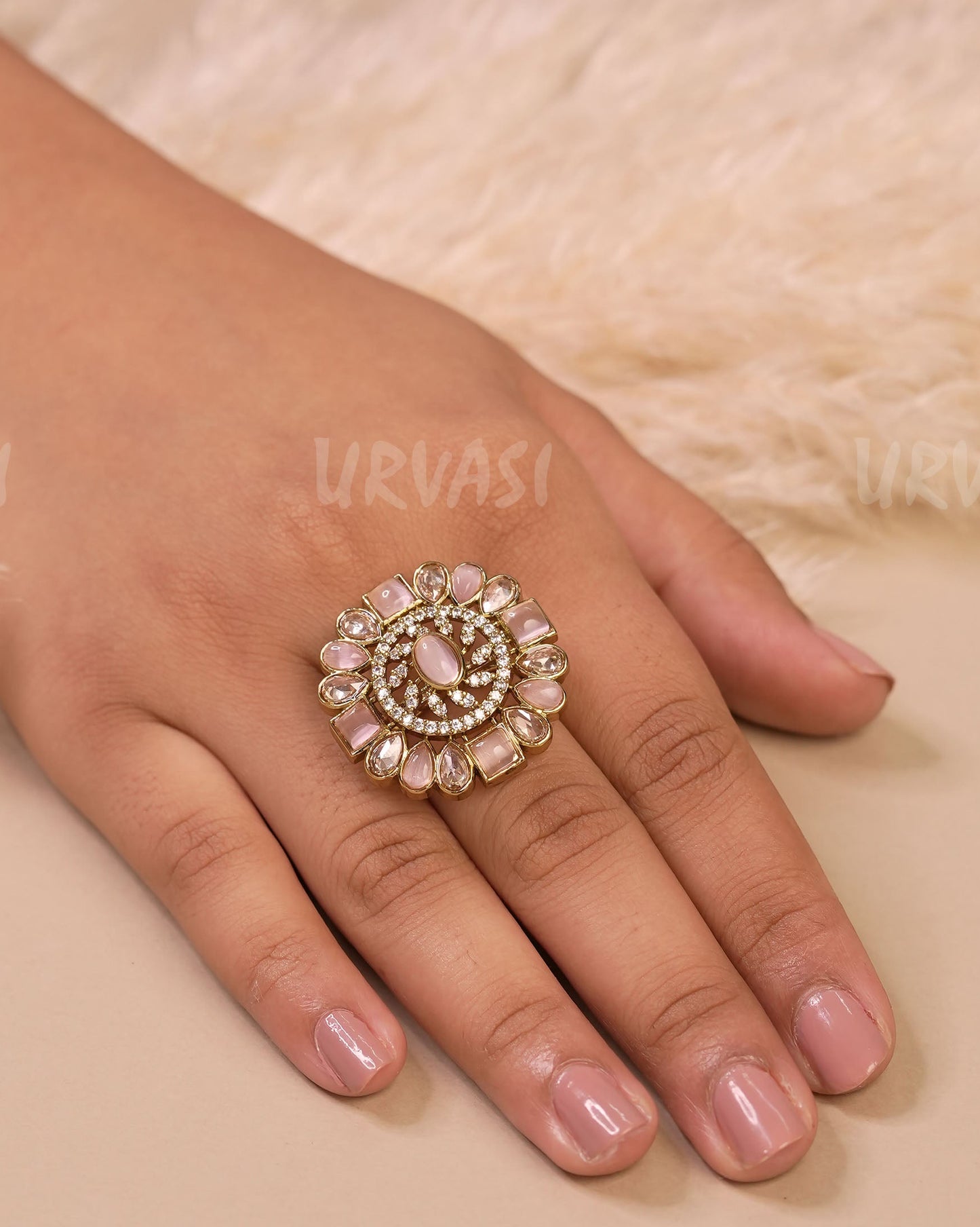 Mehendi Polish Floral Teardrop Finger Ring FR 109